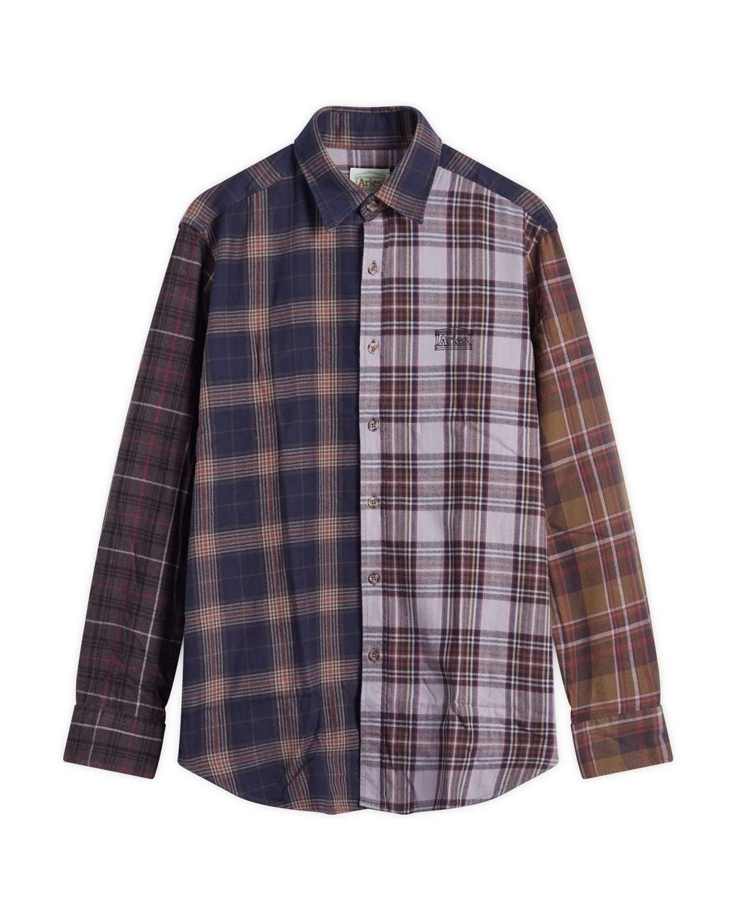 Aries Blue Overdyed Patchwork Shirt for men