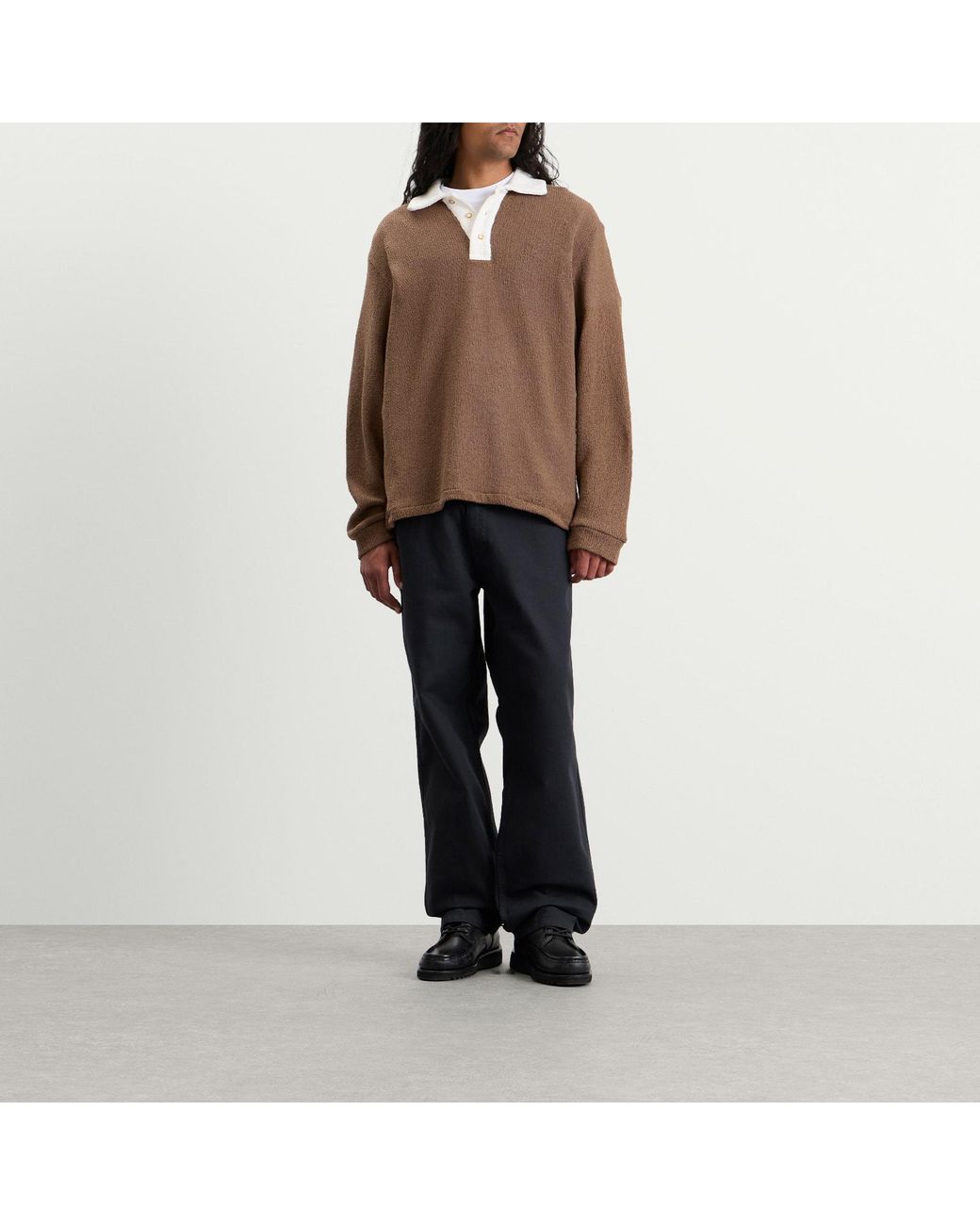 Palmes Brown Knitted Rugby Shirt for men