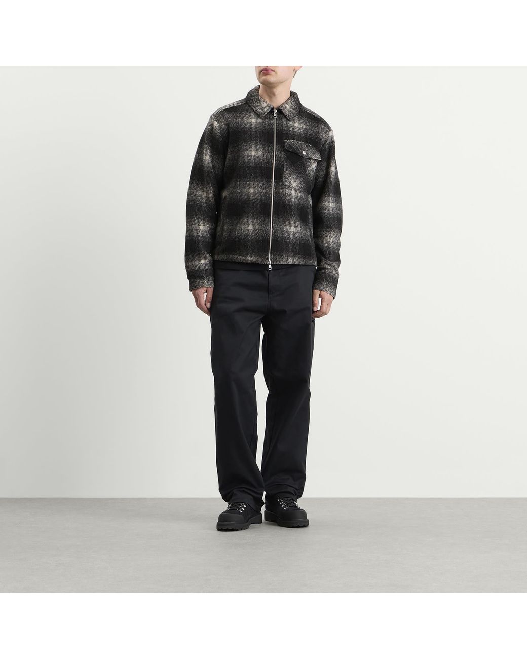 Moncler Black Check Shirt Jacket for men