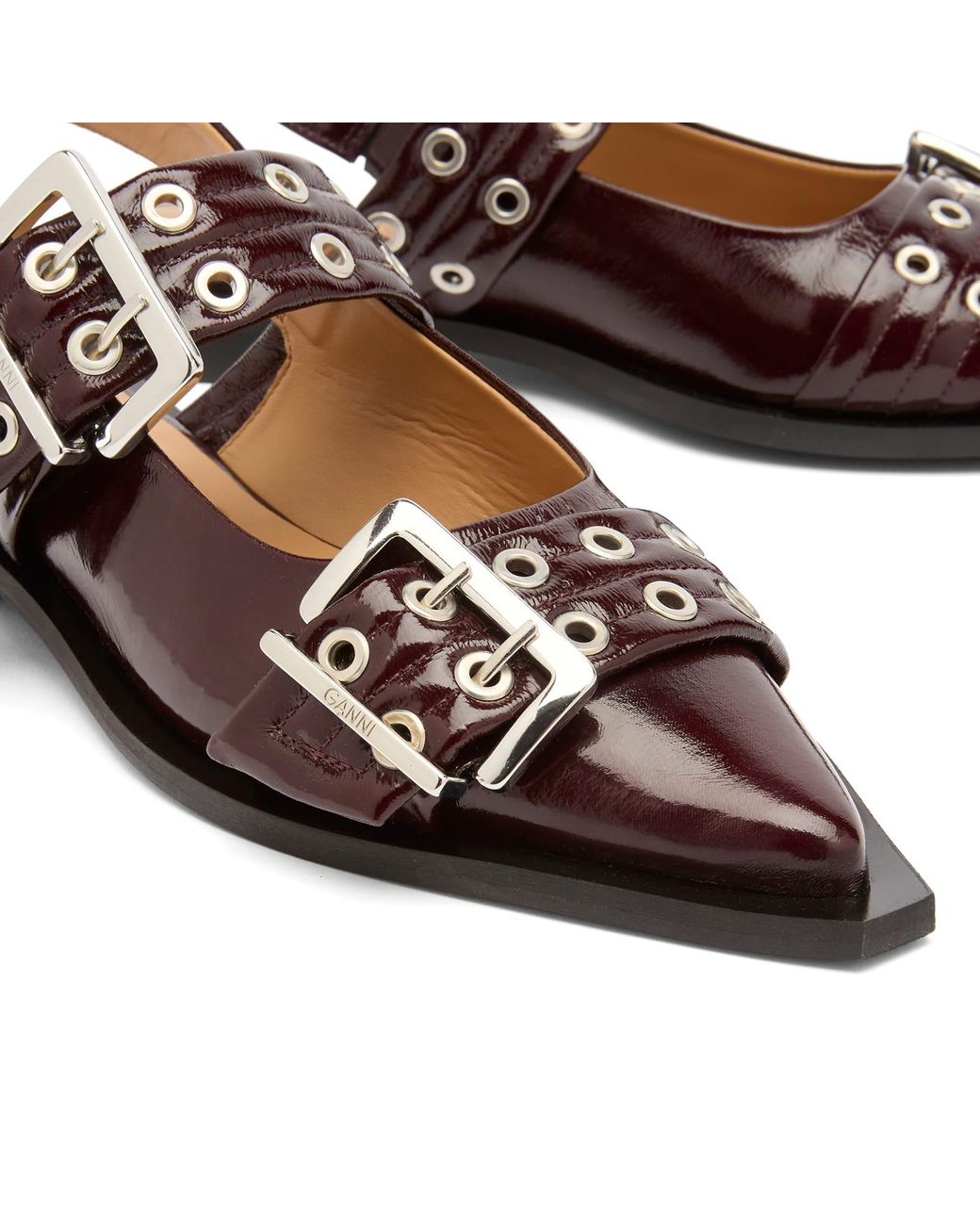 Ganni Brown Feminine Buckle Ballerina