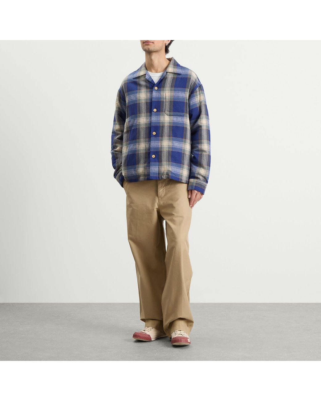 Visvim Blue Keesey Check Down Shirt Jacket for men