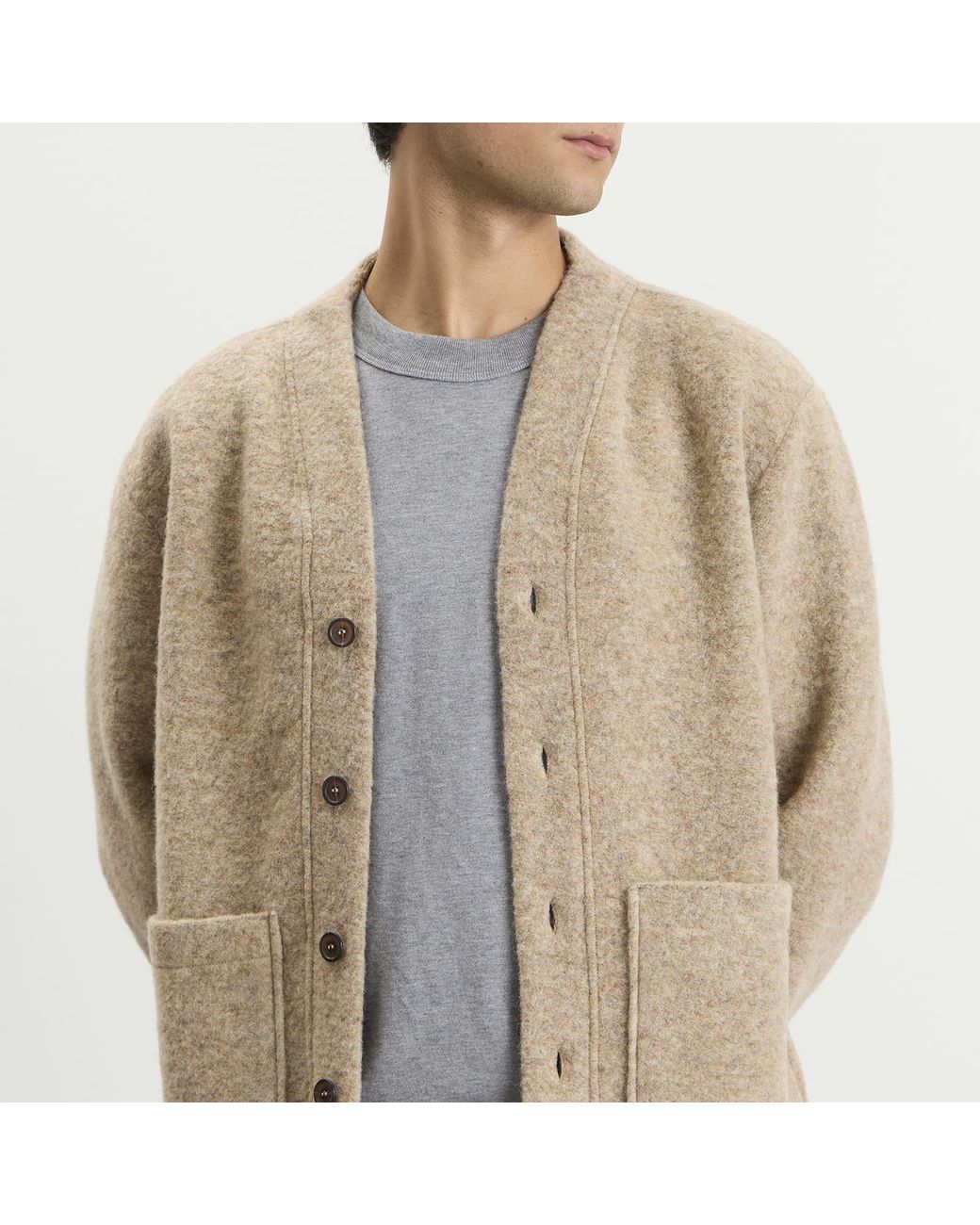 Universal Works Natural Wool Fleece Advance Cardigan for men