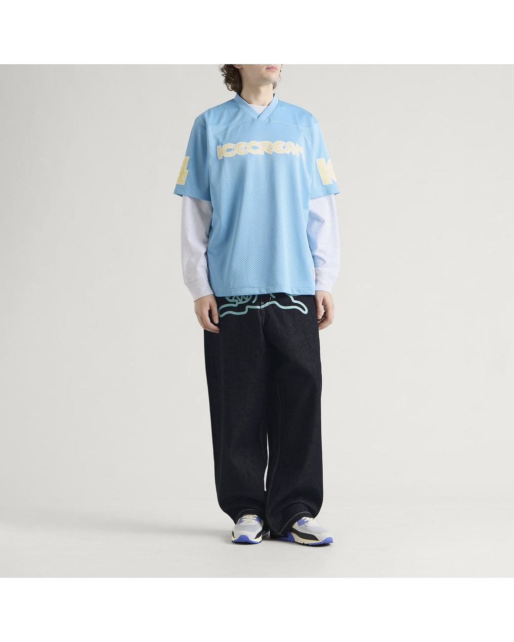 ICECREAM Blue Triple Scoop Running Dog Denim Pants for men