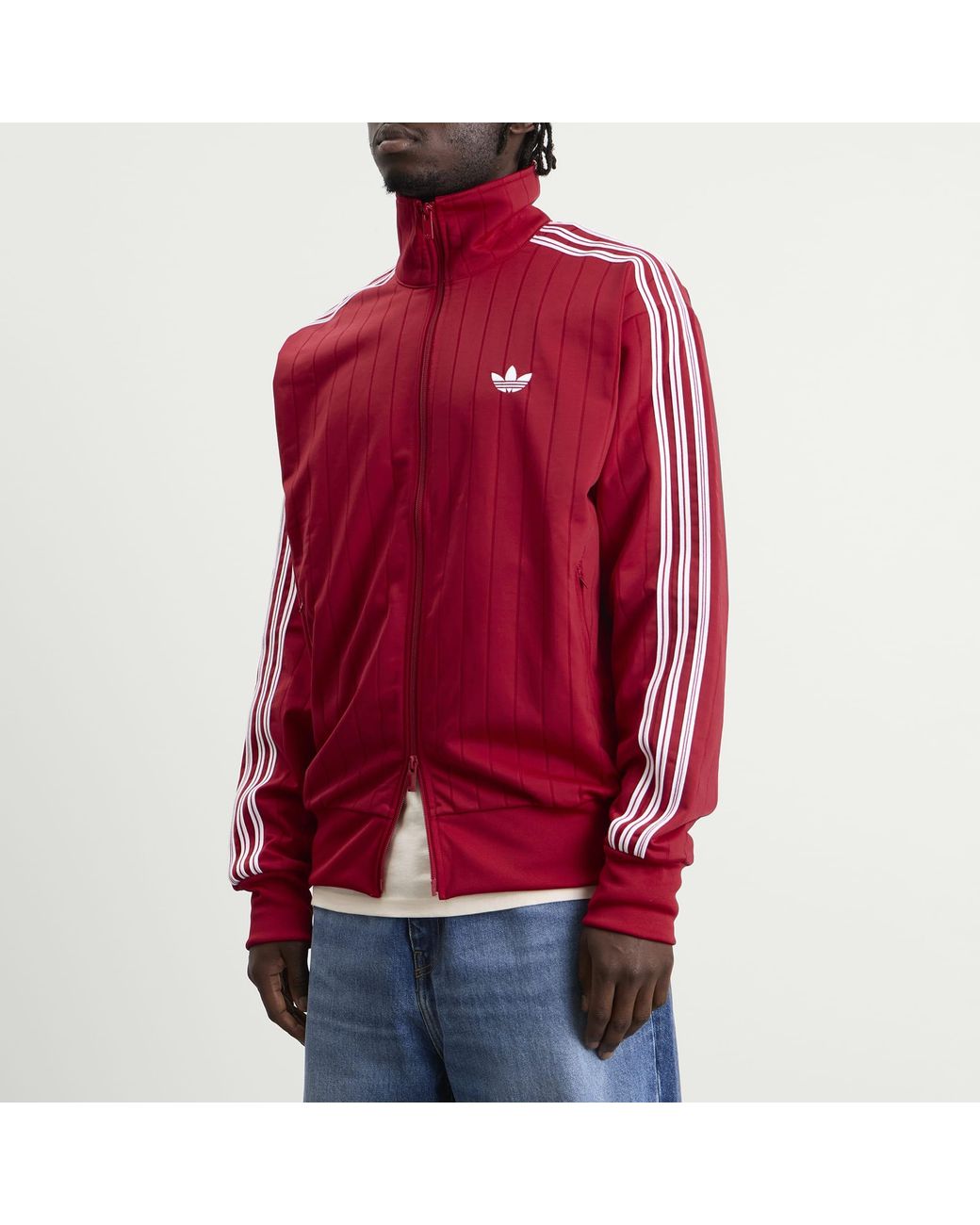 Adidas Red Pinstripe Firebird Track Top for men