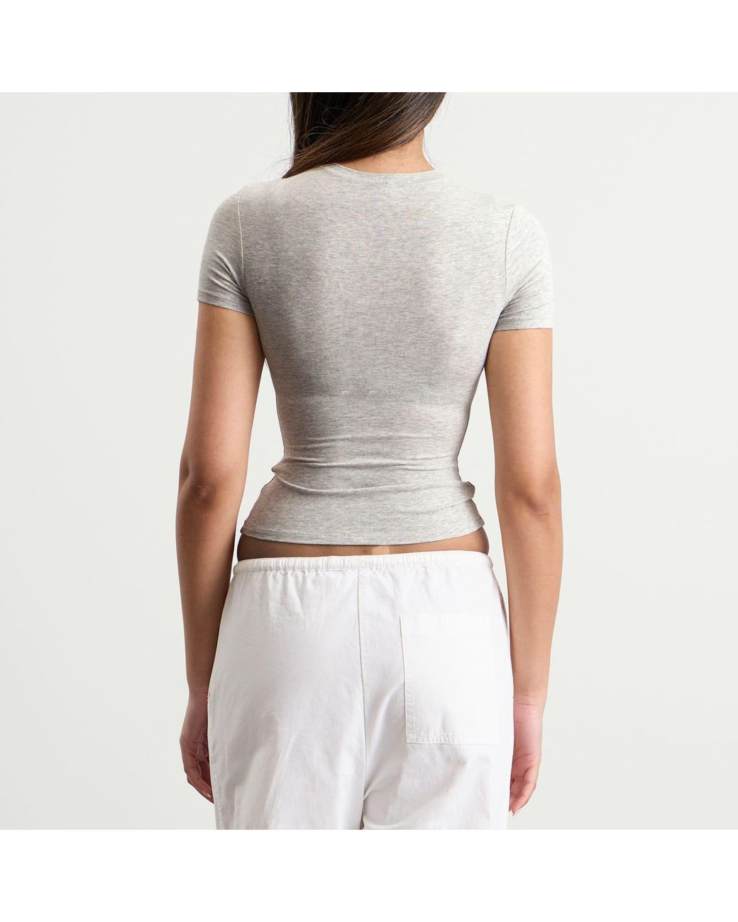 Skims Gray Cotton Jersey T-Shirt