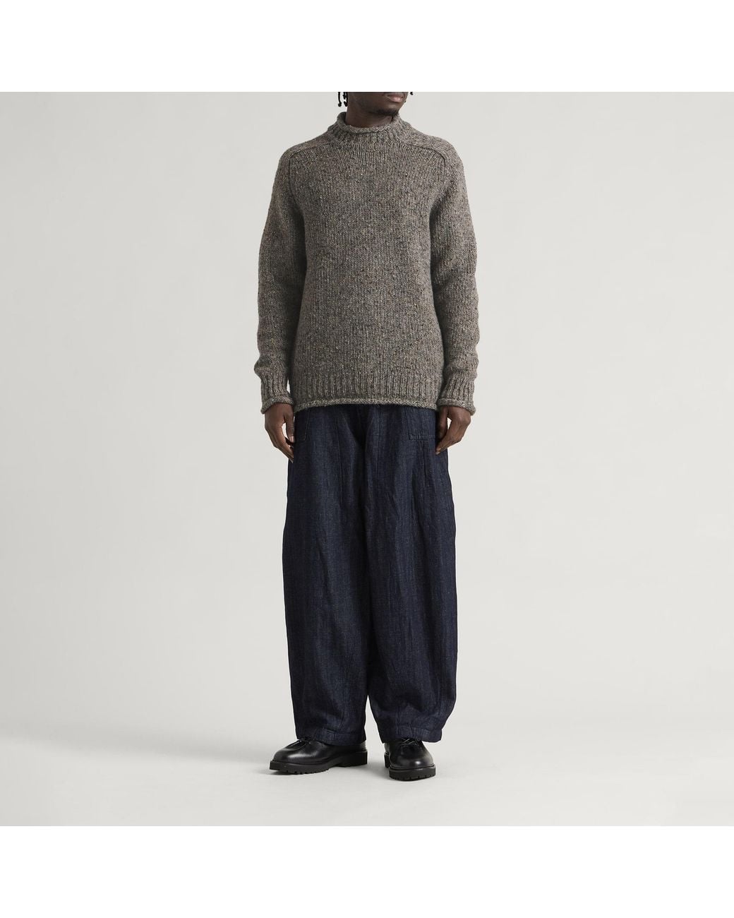 Pittari Gray Findhorn Donegal Roll Collar Jumper for men