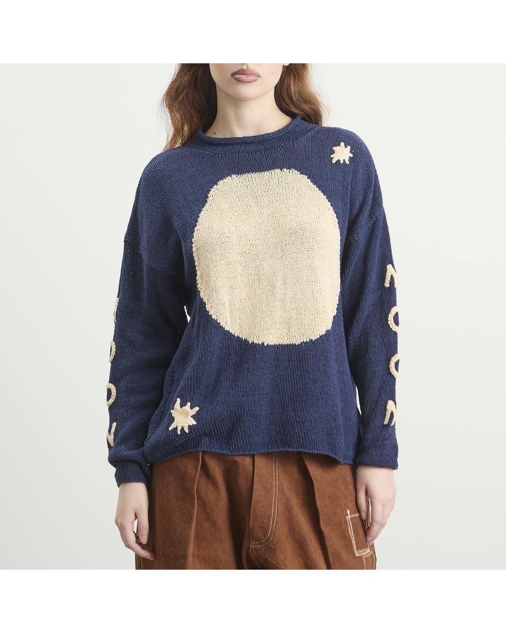 STORY mfg. Blue Hand Knit Twinsun Roll Neck