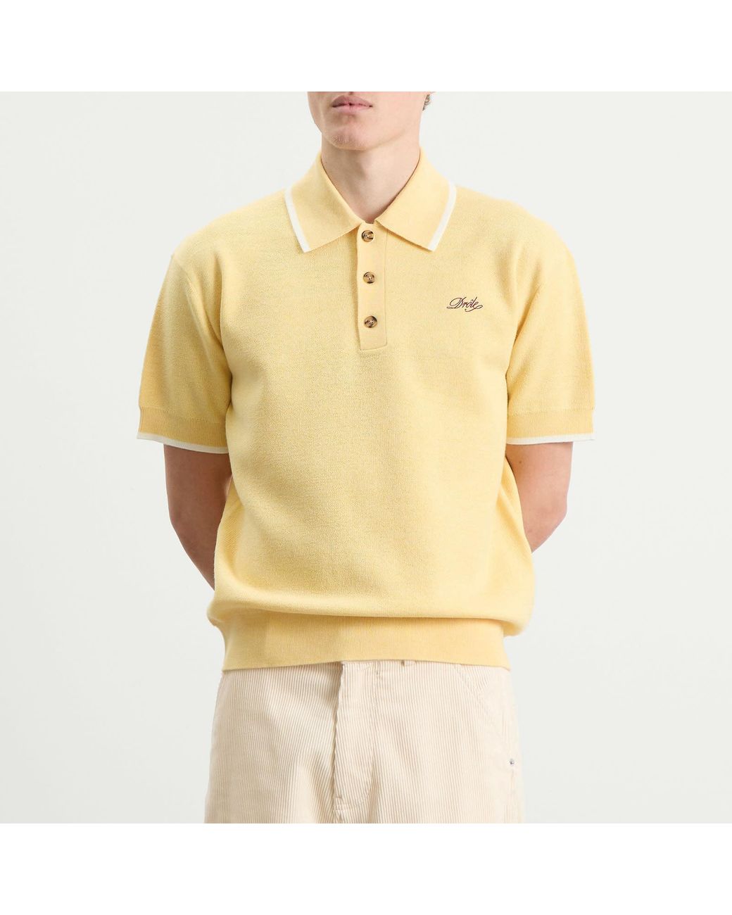 Drole de Monsieur Yellow Woven Polo for men