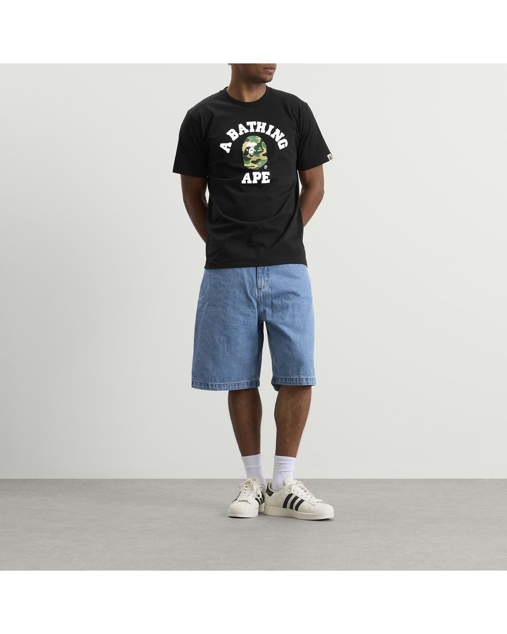 A Bathing Ape Black Abc Camo College T-Shirt for men