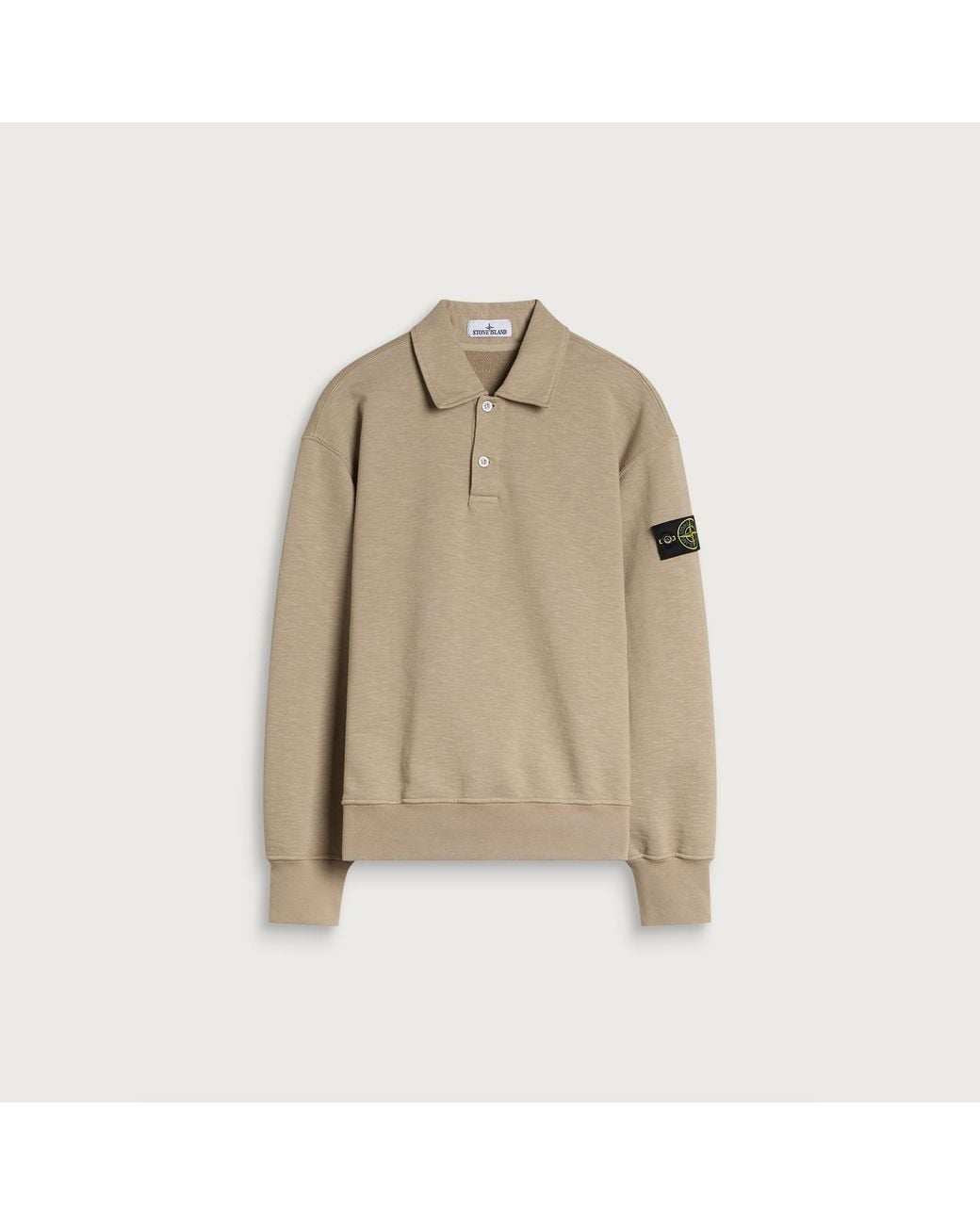 Stone Island Natural Tubular Cotton Garment Dyed Polo Sweatshirt for men