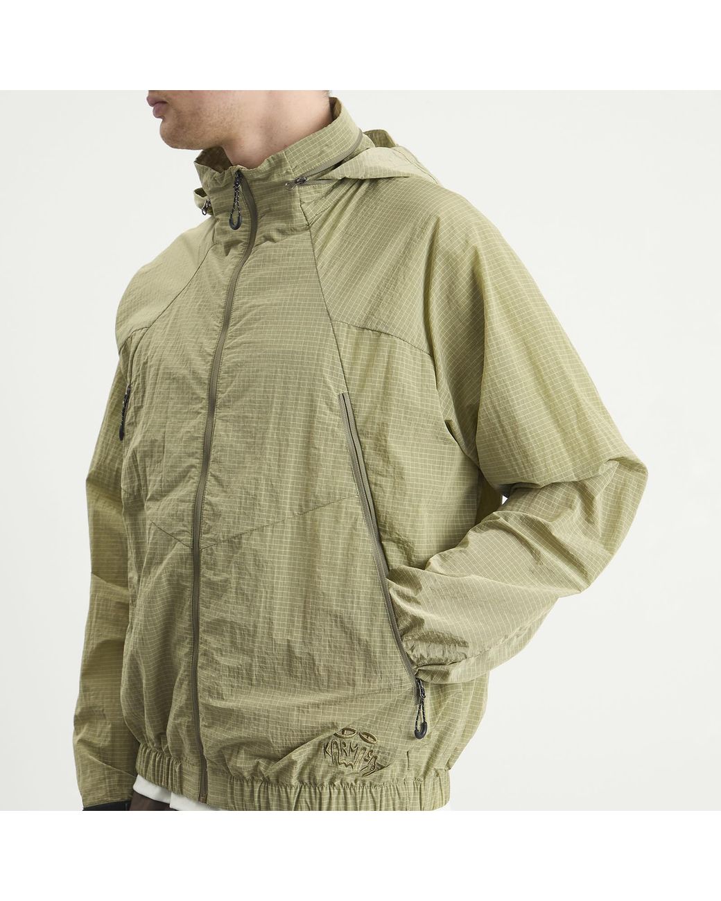 KARMA8A Green Hidden Hood Light Jacket for men