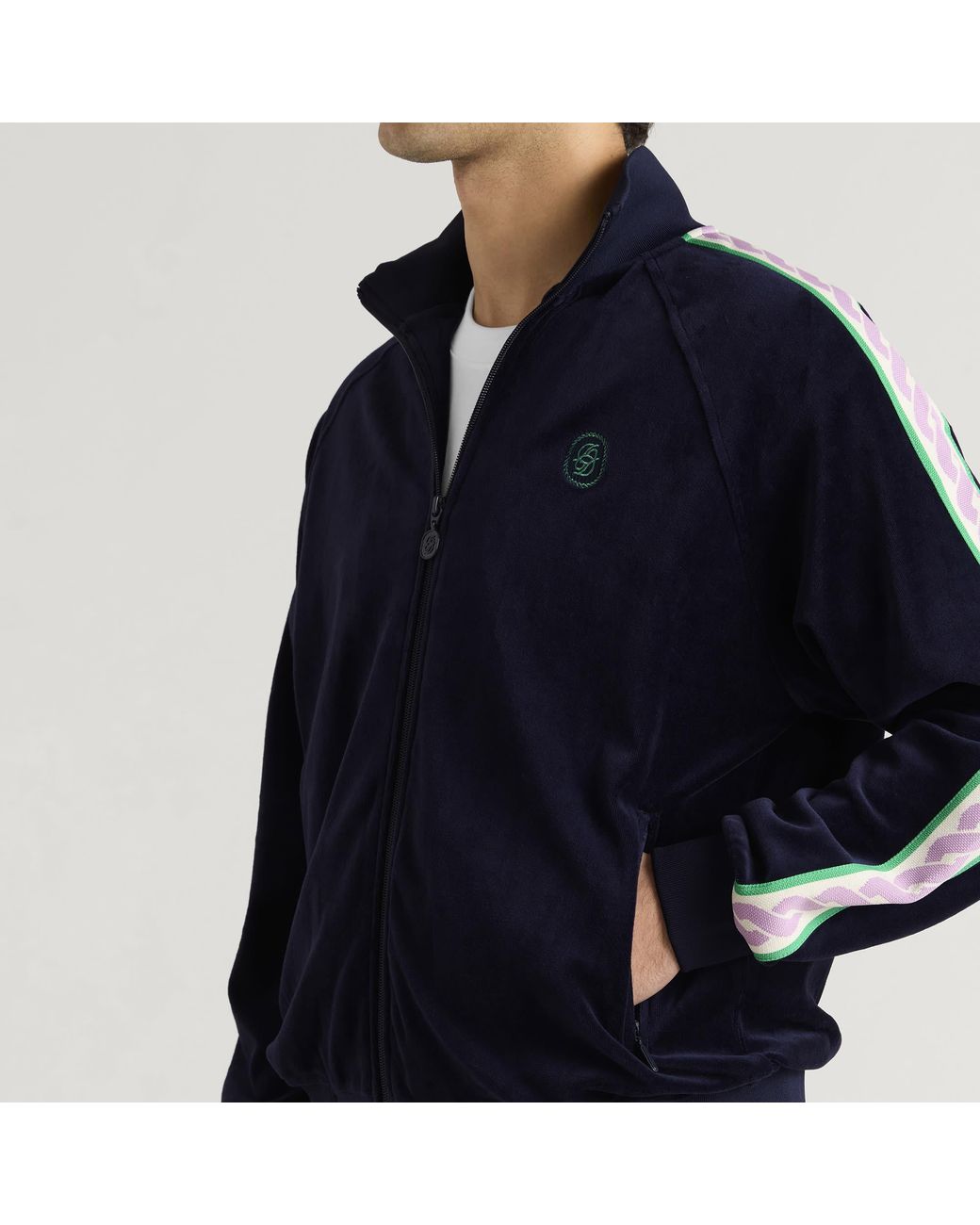 Drole de Monsieur Blue Velvet Zip Jacket for men