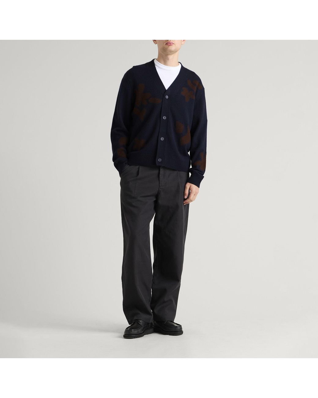 Wax London Blue Walker Felted Applique Cardigan for men