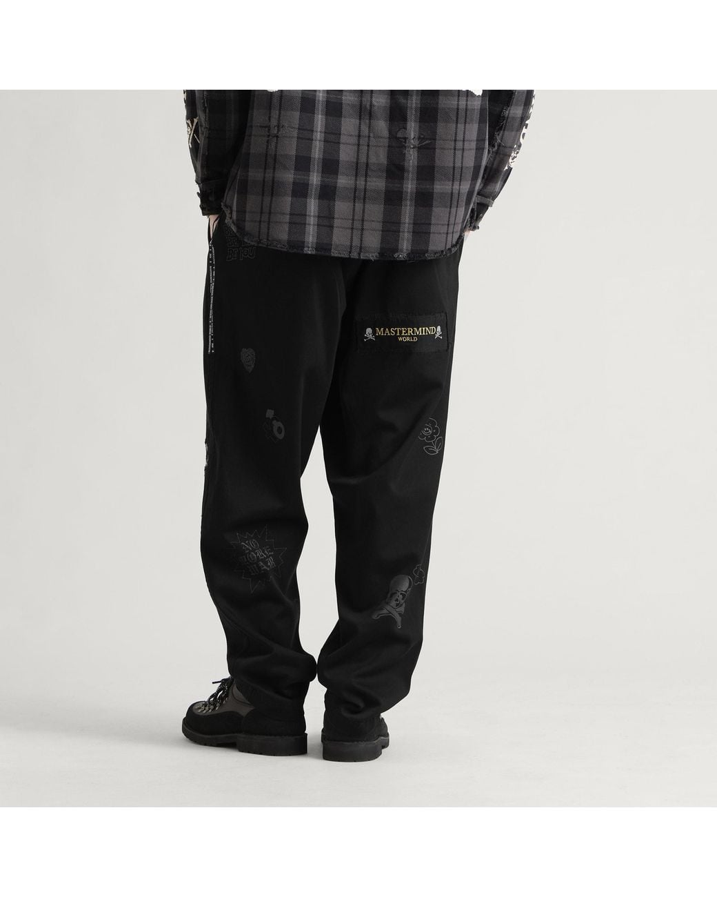 MASTERMIND WORLD Black Doodle Print Regular Easy Pants for men
