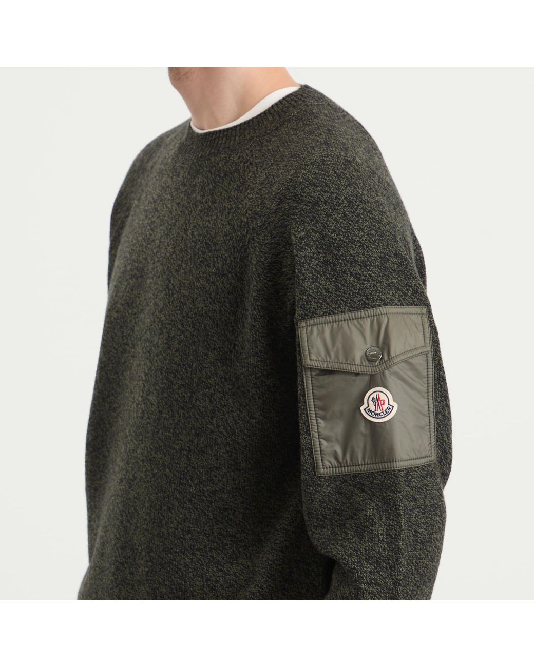 Moncler Gray Wool Cashmere Mouline Crew Neck Jumper for men