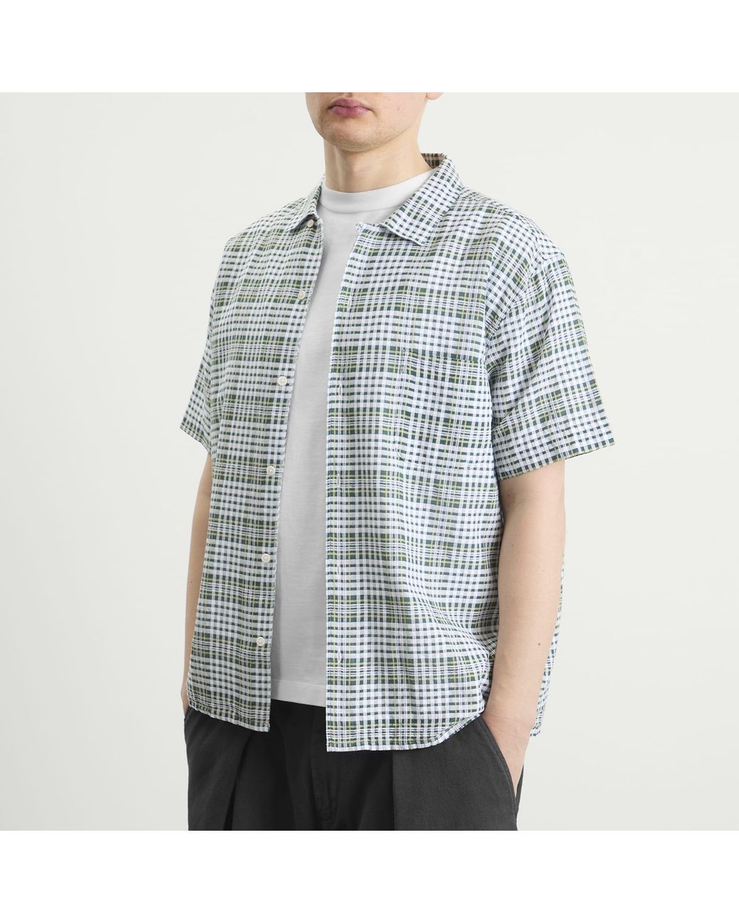 YMC Blue Cotton Check Malick Shirt for men