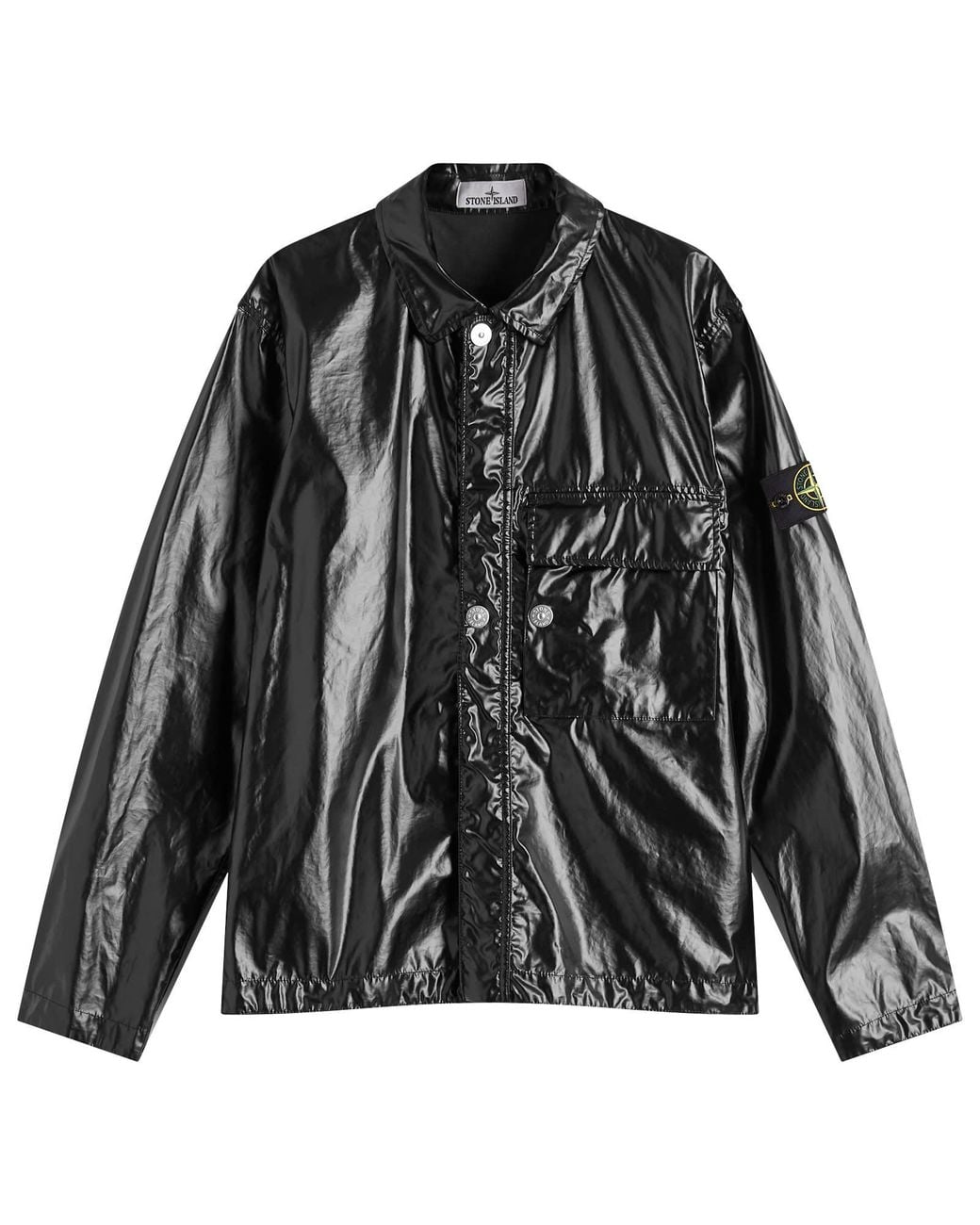 Stone Island Mussola Gommata-Tc Shirt Jacket in Black for Men | Lyst