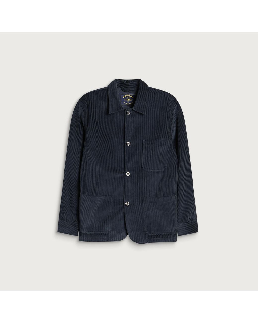 Portuguese Flannel Blue Labura Corduroy Chore Jacket for men