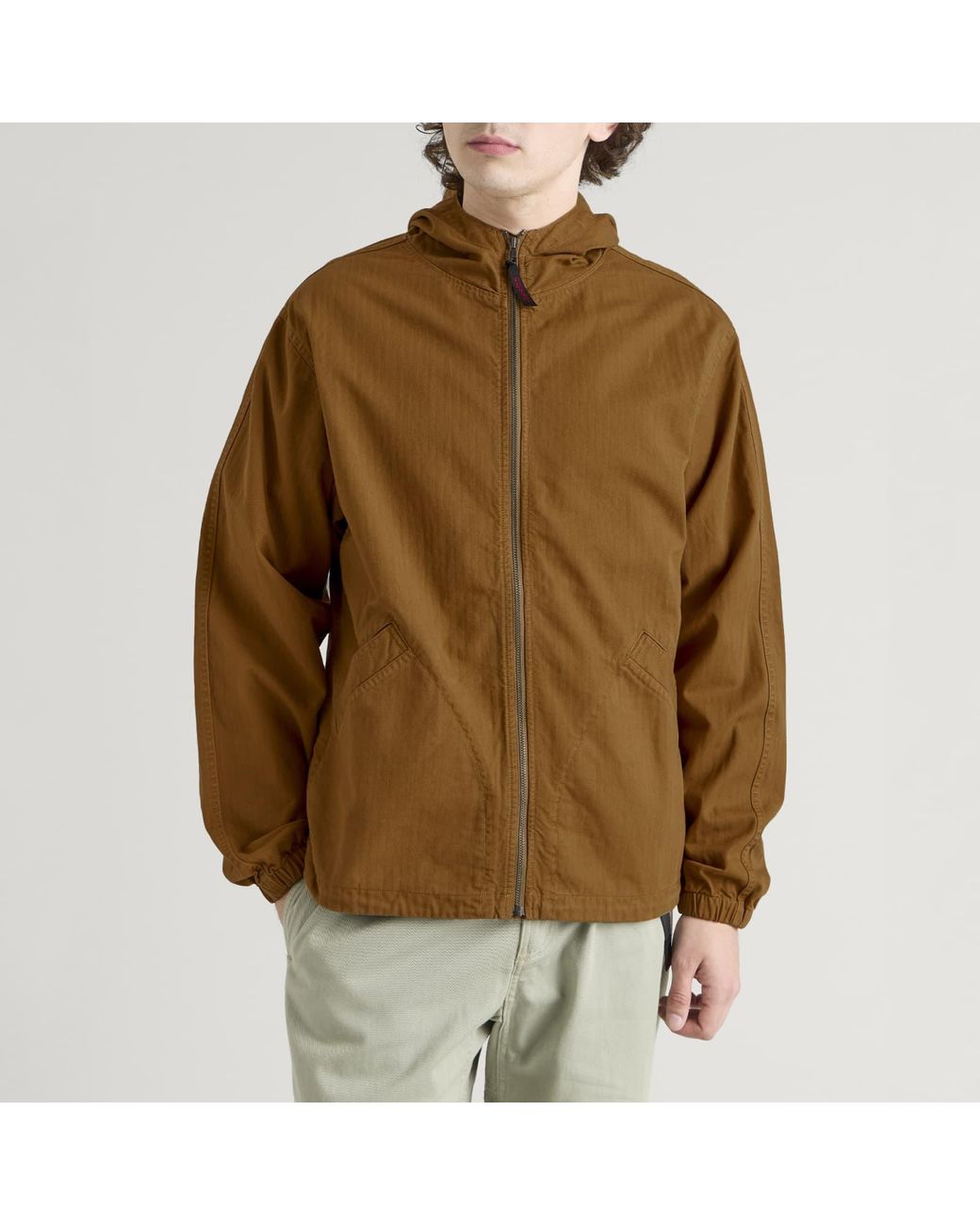 Gramicci Green Herringbone Hooded Jacket for men