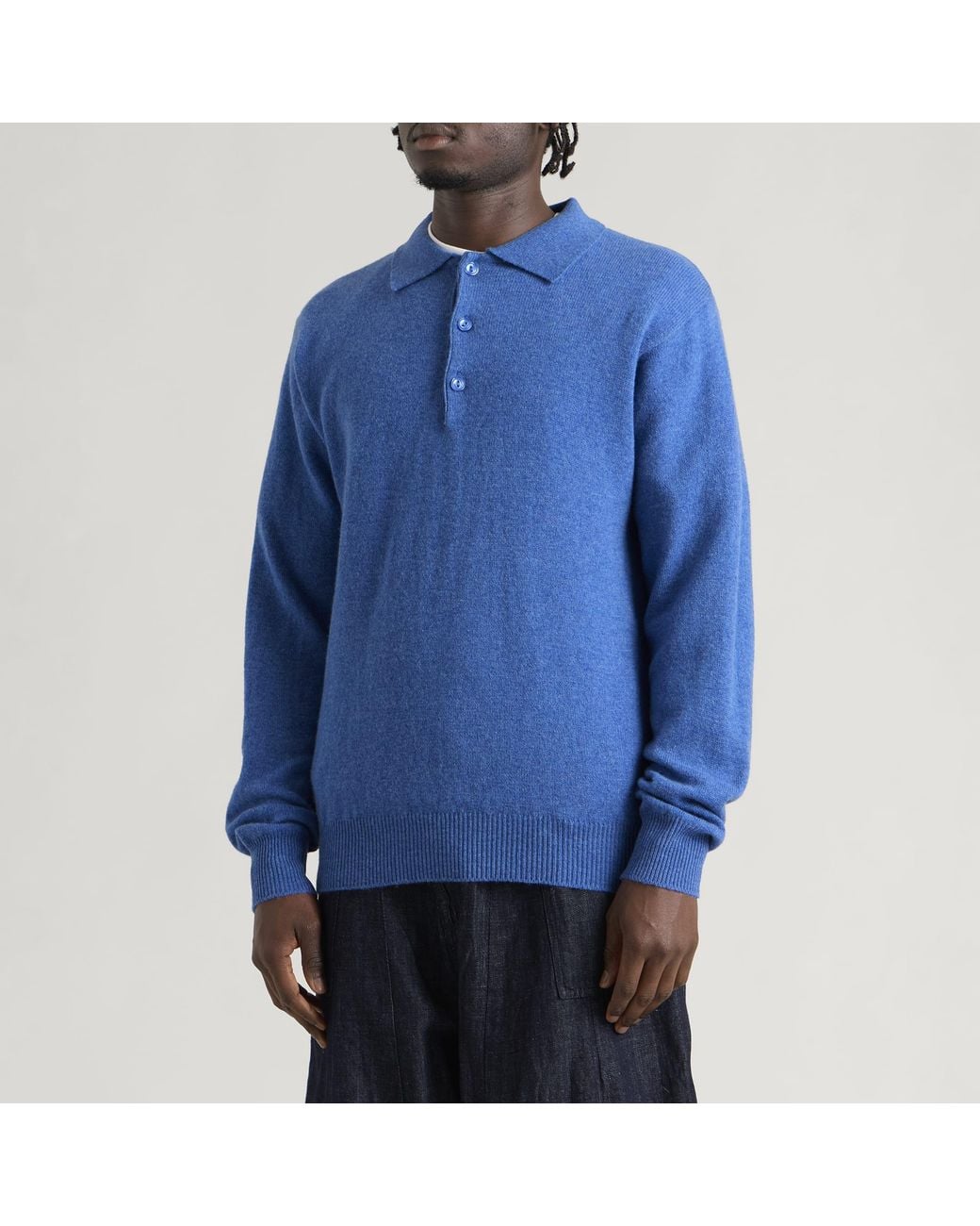 Pittari Blue Knitted Polo for men