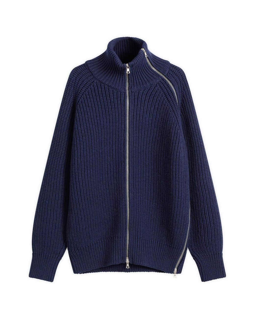Dries Van Noten Double Zip Wool Ribbed Jumper in Blue for Men