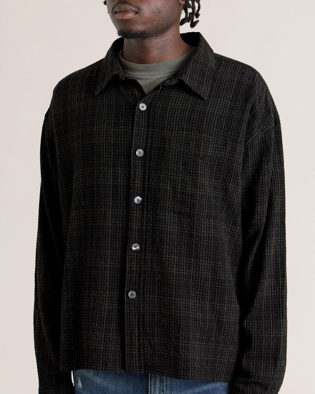mfpen Black Check Priority Shirt for men
