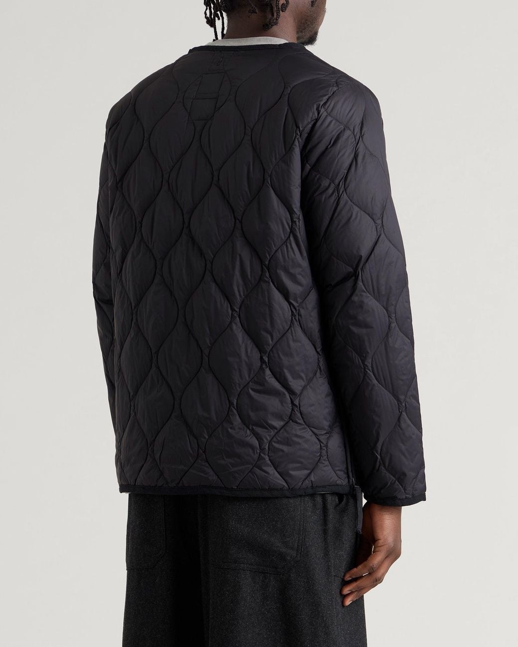 Taion Black Military Zip V-Neck Softshell Down Jacket for men