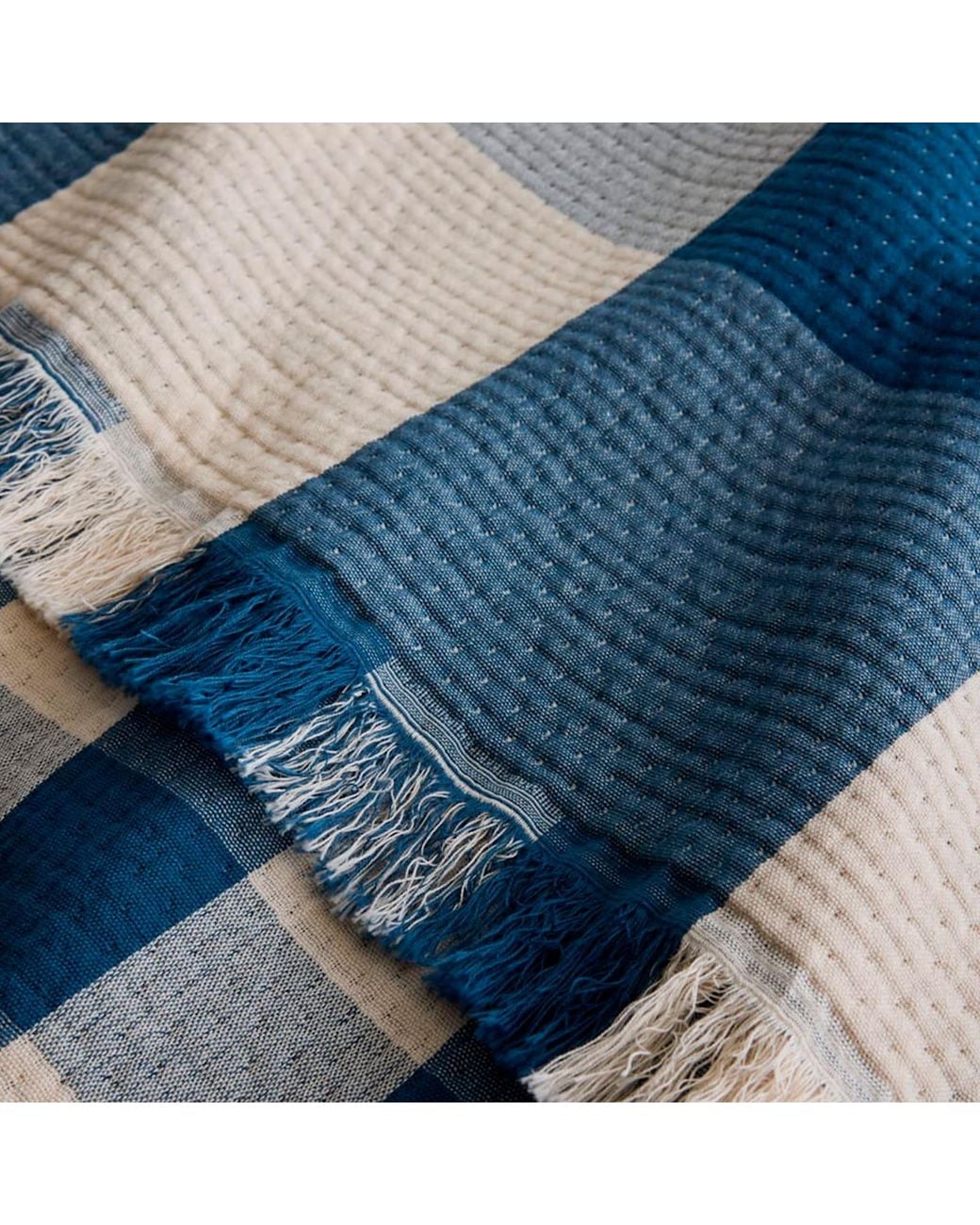 Pendleton Blue Fringed Cotton Throw