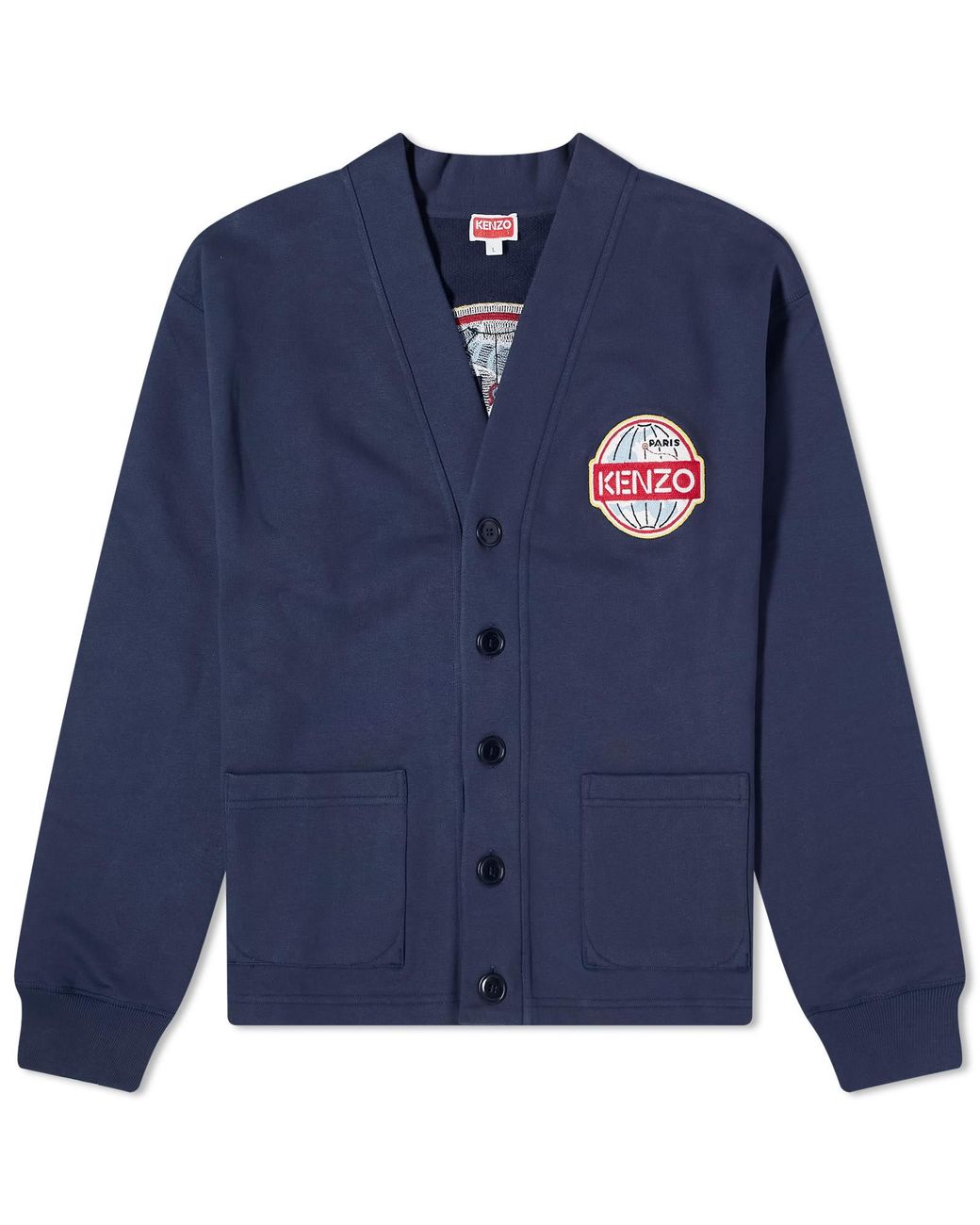 KENZO Globe Classic Cardigan Midnight in Blue for Men | Lyst Australia
