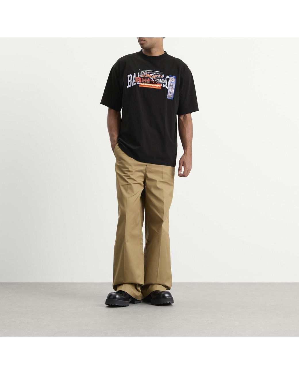 Balenciaga Black Bumper Stickers T-Shirt for men