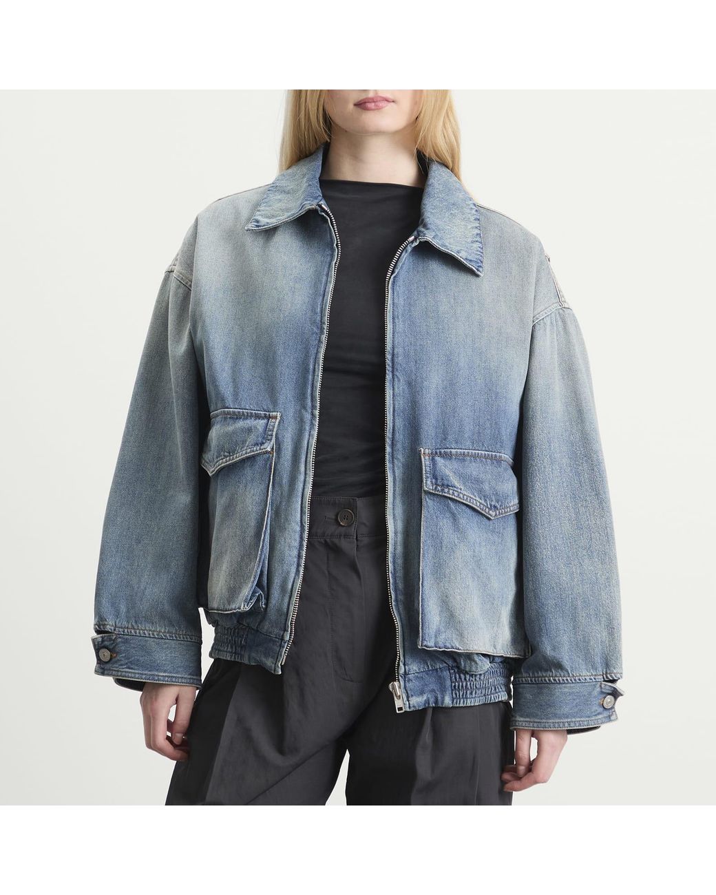 Maison Margiela Blue Mm6 Denim Zip Jacket