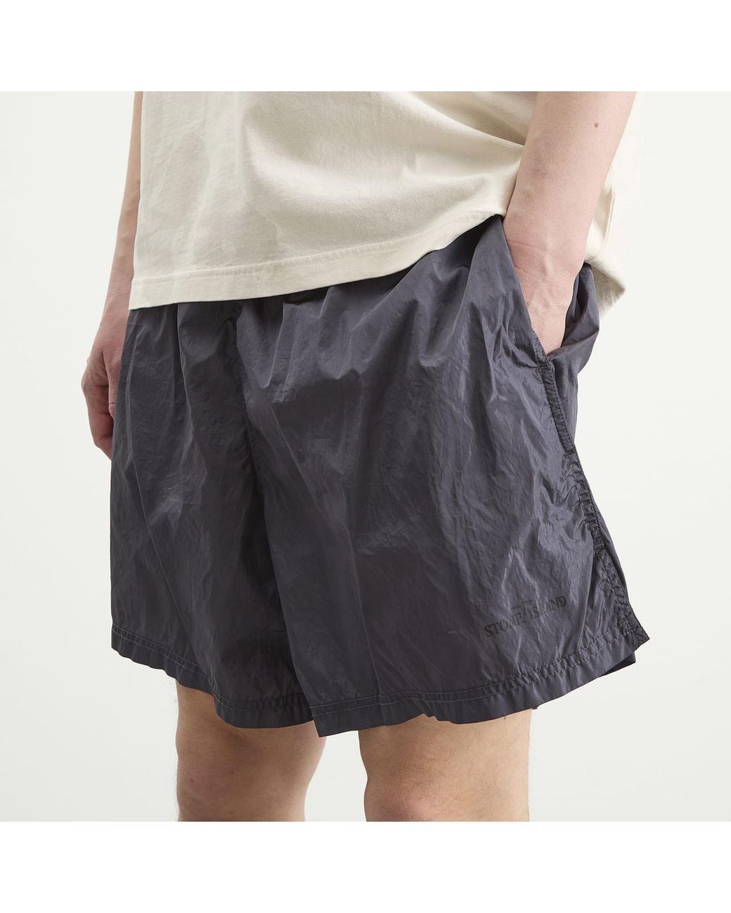 Stone Island Gray Water Reactive Faded Camo Swim Shorts for men