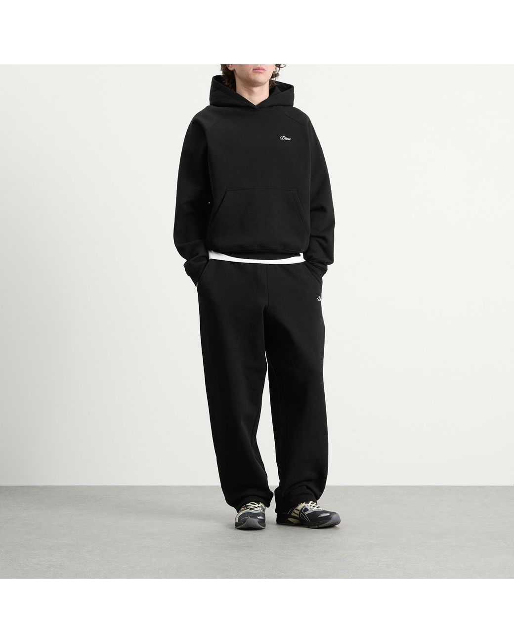 Dime Black Cursive Logo Hoodie for men