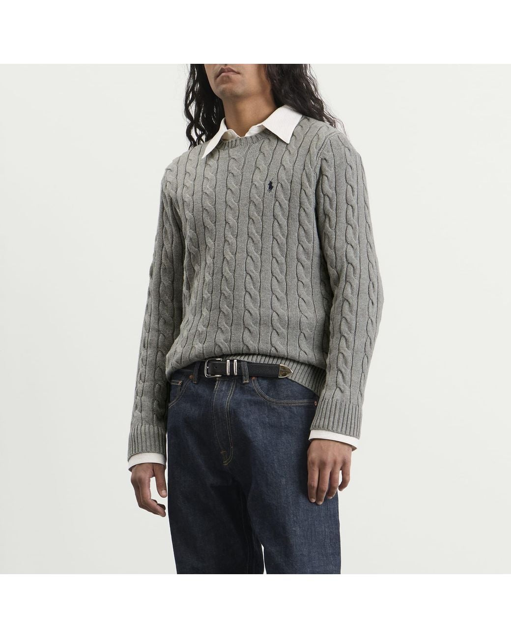 Polo Ralph Lauren Gray Cable Knit Jumper for men