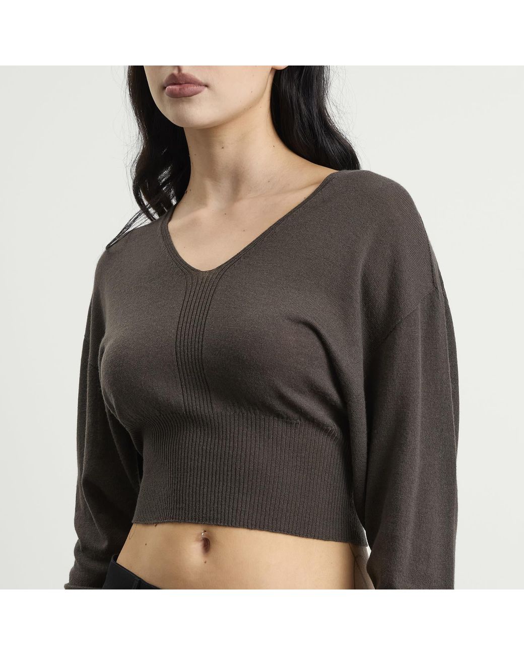 Rick Owens Black V-Neck Cropped Jumper