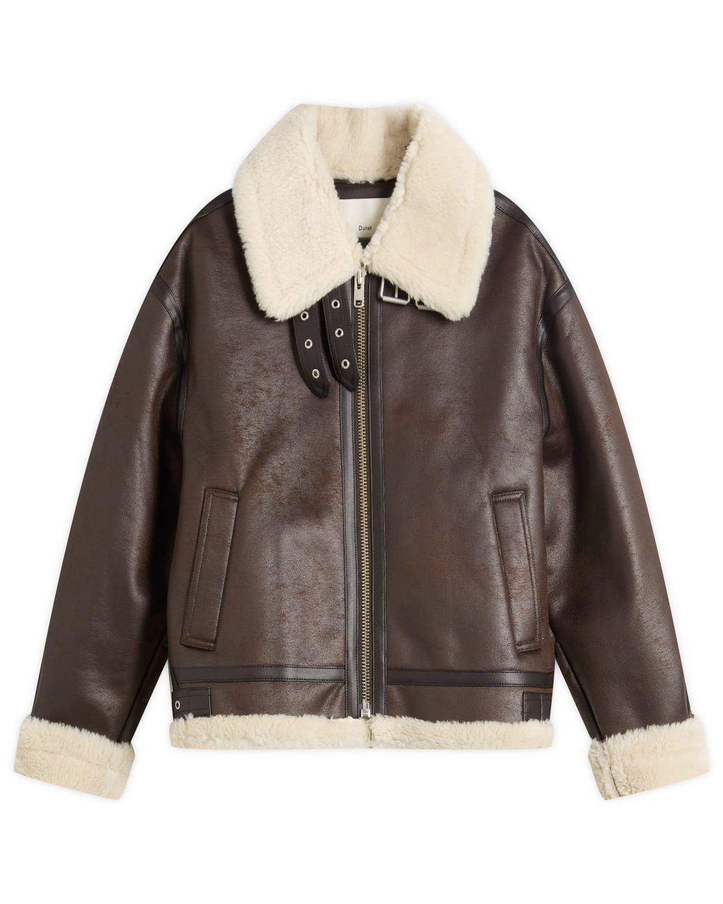 DUNST Brown Oversized Shearling Jacket