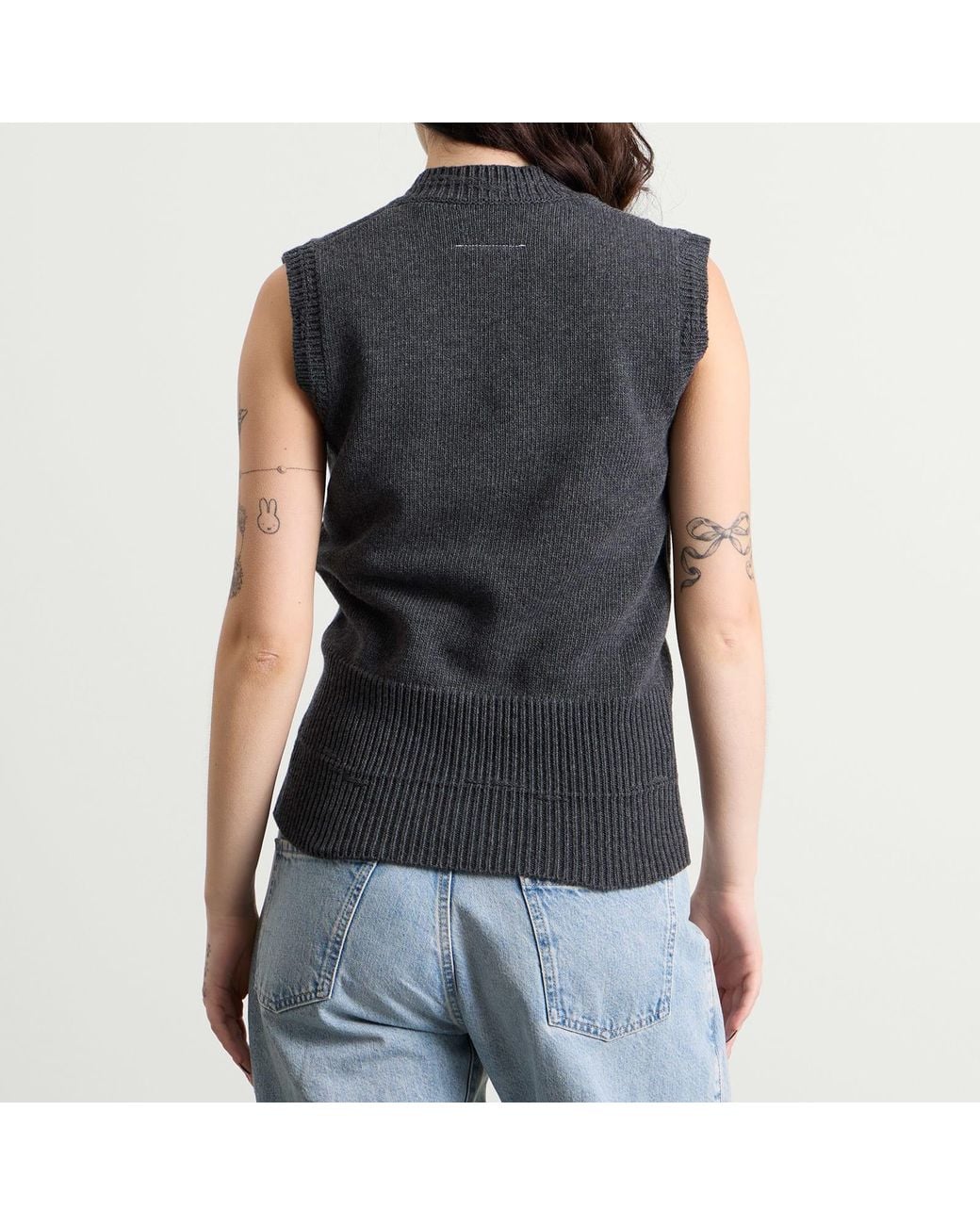 Maison Margiela Blue Mm6 V-Neck Knitted Vest