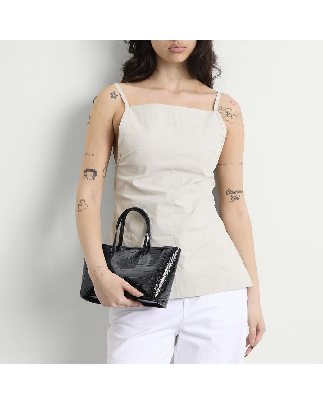 NOTHING WRITTEN Black Ain Croco Tote Bag