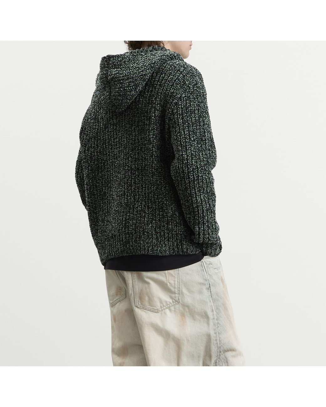 Stone Island Green Mouliné Cotton Chenille Zip Hoodie for men
