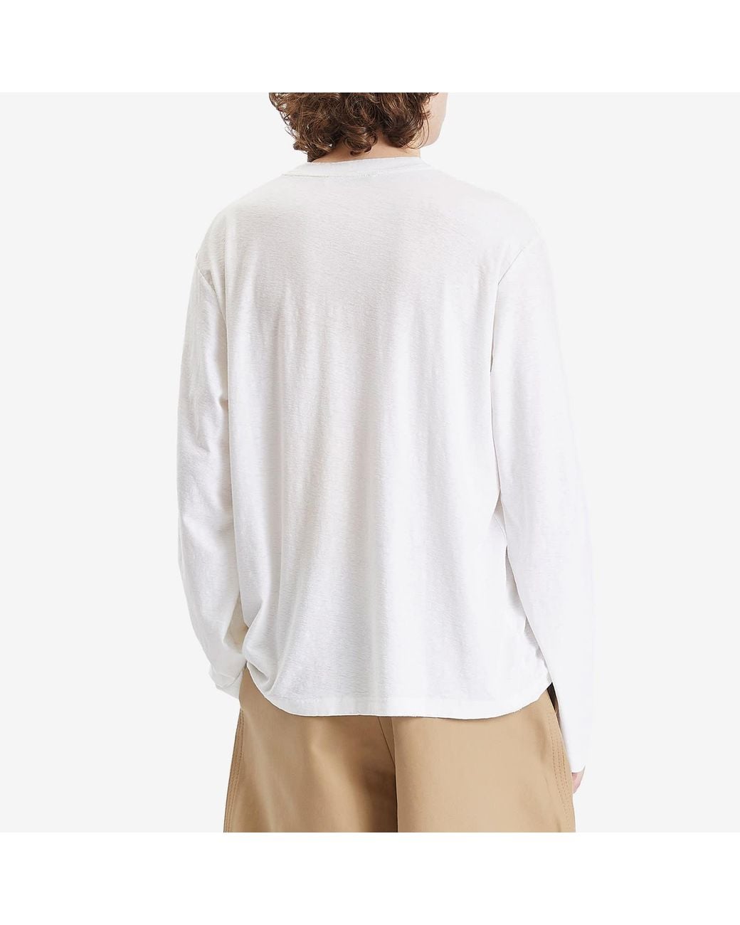 Acne White Edden 1996 Logo Long Sleeve T-Shirt for men