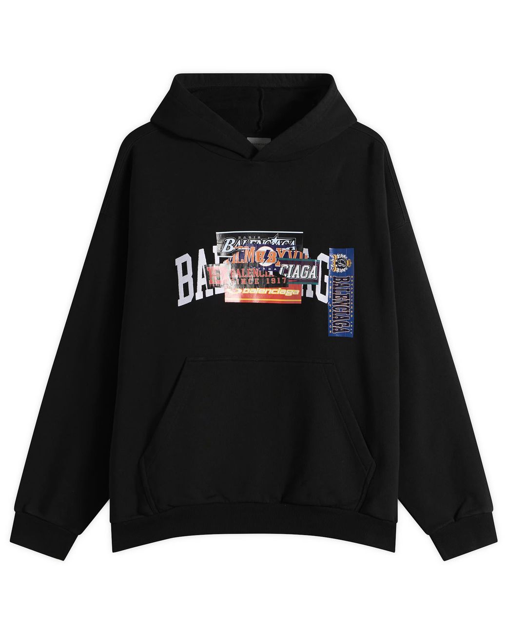 Balenciaga Black Bumper Sticker Regular Fit Hoodie for men