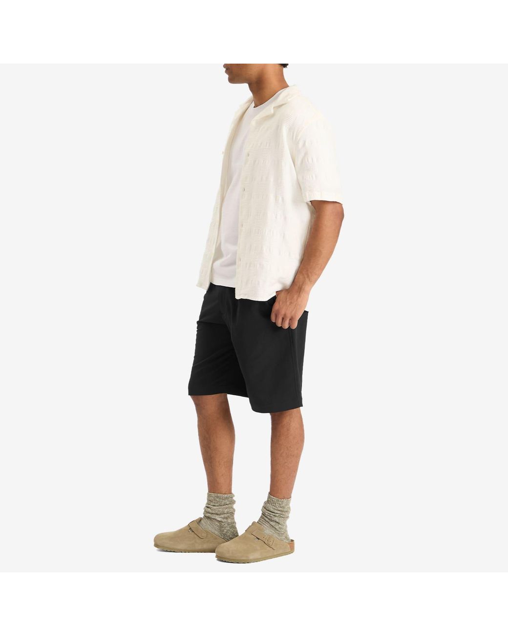 Wax London White Didcot Seersucker Waffle Vacation Shirt for men
