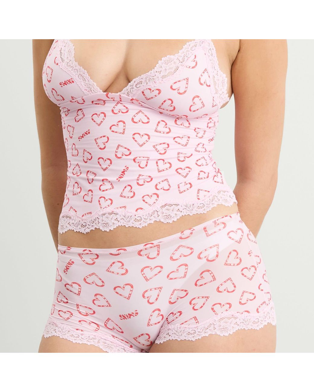 Skims Pink Fits Everybody Lace Cami & Boyshort Set