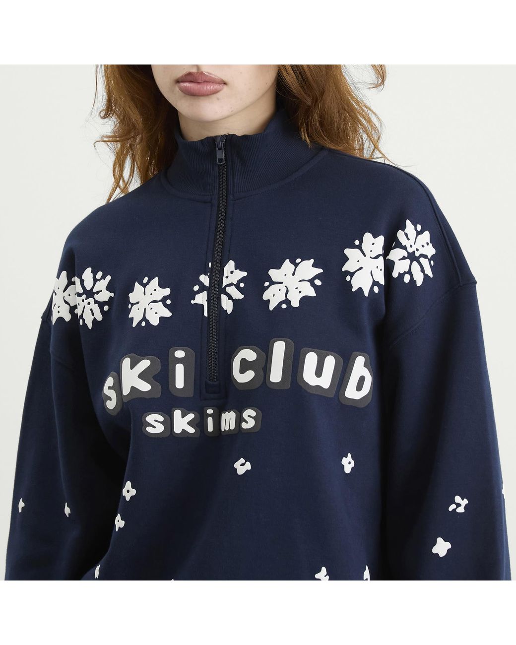Skims Blue X Cpfm Cotton Fleece Classic Mock Neck Quarter Zip