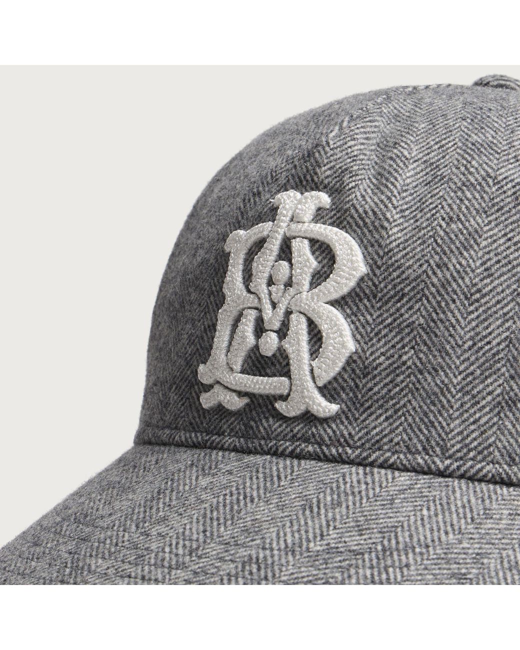 About Blank Gray Monogram Herringbone Cap for men