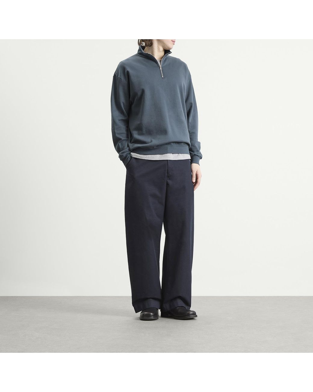 Auralee Blue High Gauge Sweat Half Zip Jumper for men