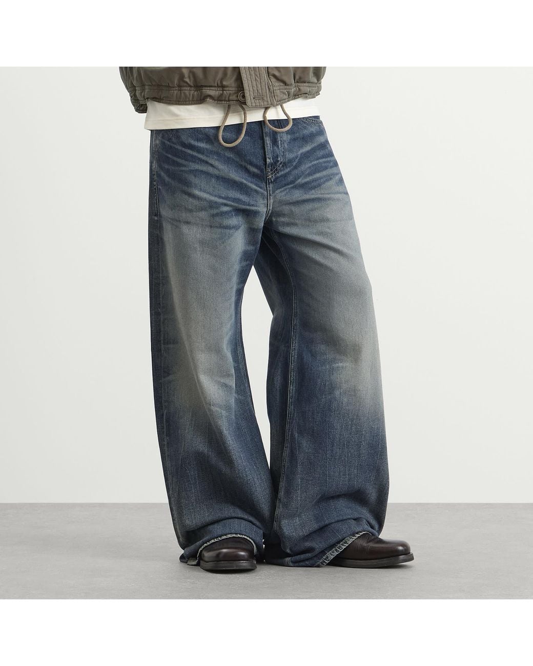 DIESEL Blue D-Rise Wide Leg Jeans for men