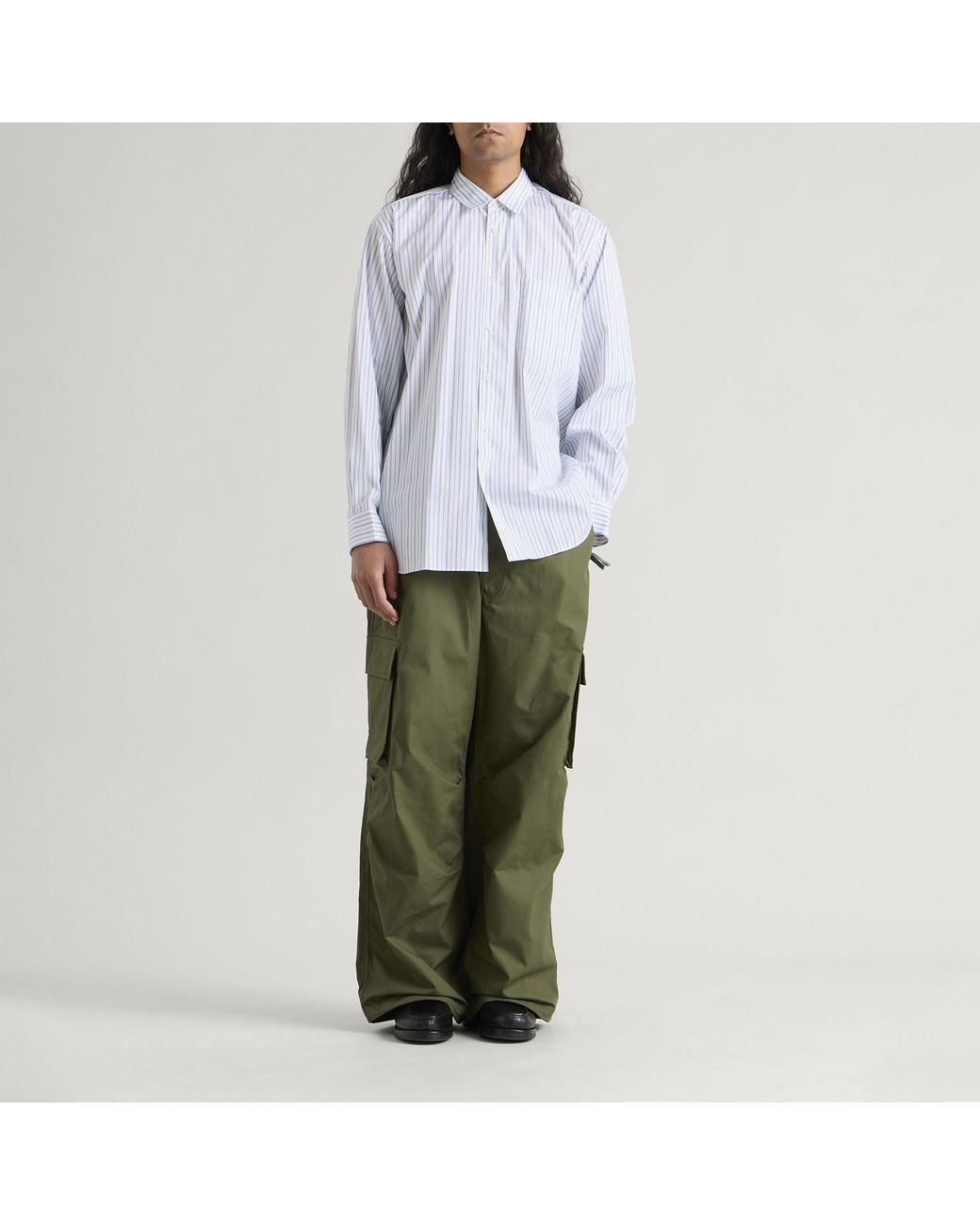 Comme des Garçons Blue Cotton Poplin Stripe Shirt for men