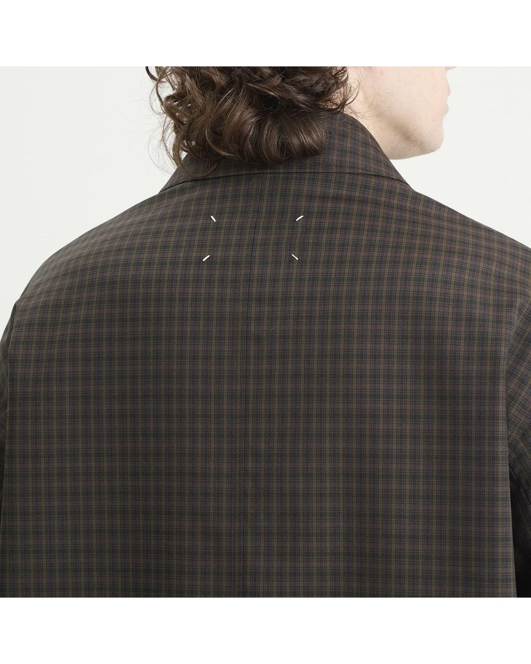 Maison Margiela Black Check Reversible Coat for men