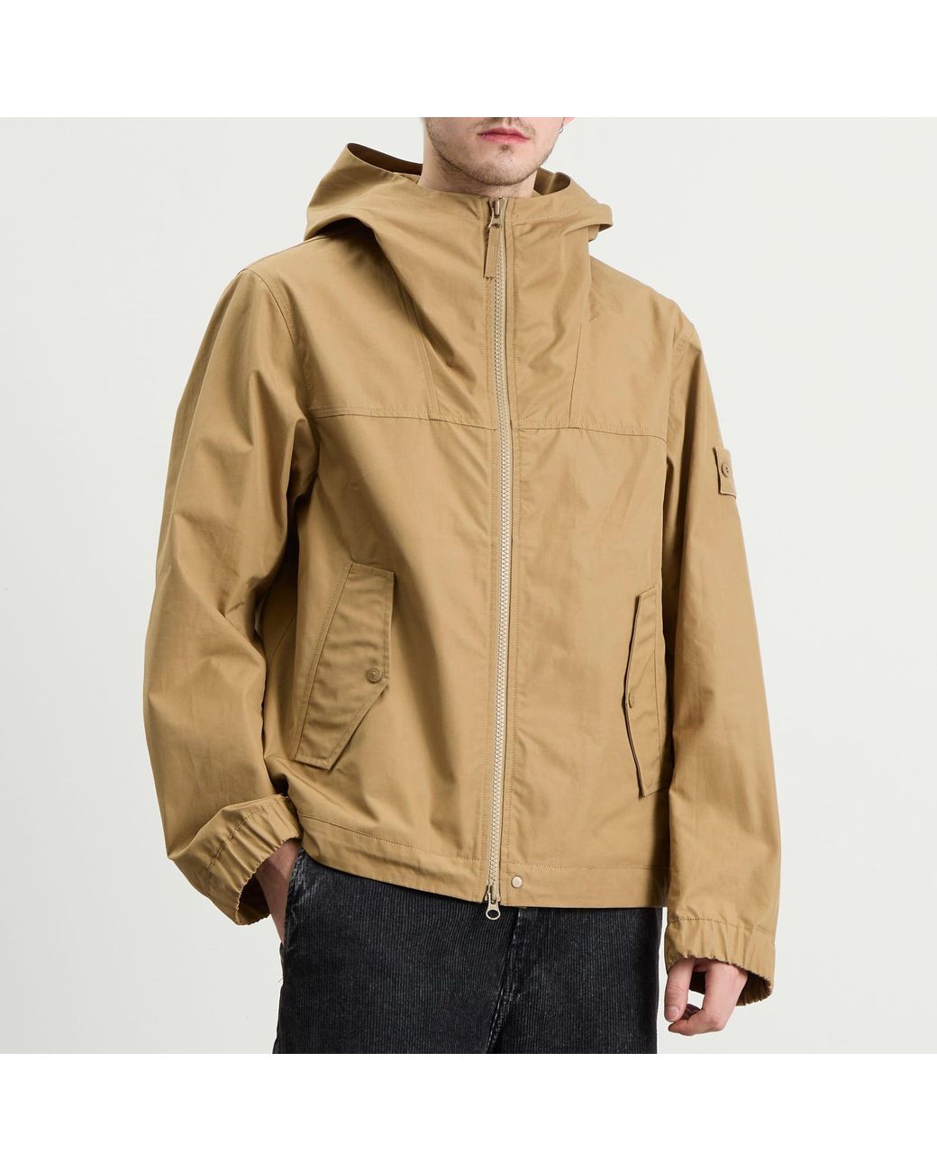 Stone Island Natural Ghost Cotton Canvas Hooded Jacket for men